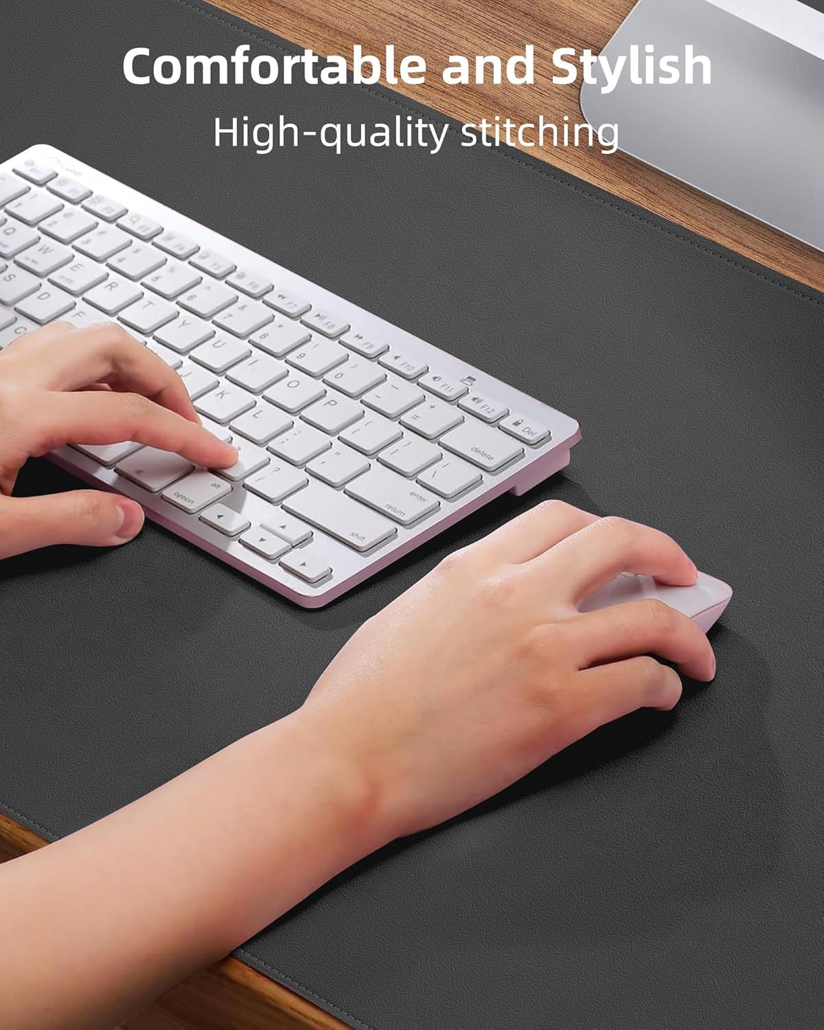 Leather Desk Pad Protector- 48" x 17" Office Desk Mat, Non-Slip PU Leather Mouse Pad, Waterproof Desk Blotter Mat, Desk Cover Mat for Office and Home (Dark Grey)