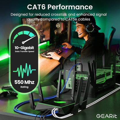 GEARit Cat 6 Ethernet Cable (20-Pack 25 Feet) Cat6 Network Patch, 10Gbps, RJ45, Snagless Cord, Gold-Plated Connectors, Internet for PC, TV, Tablet, Router, Printer, Servers, IT Data Center - White