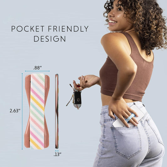 LOVEHANDLE Universal Phone Grip for Smartphones & Mini Tablets - Phone Holder for Hand - Wireless Charging Compatible - Made in The USA - Cotton Candy