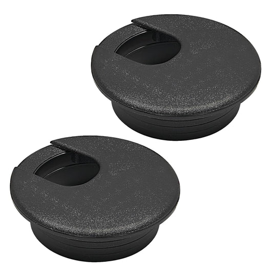 Desk Grommet 1-3/8" (35 mm), Desk Cord Hole Cover, Cable Grommet ABS Plastic, Desk Hole Grommet for Office and Home Table Cable, Detachable Cable Cord Organizer (Black 2 Pcs)