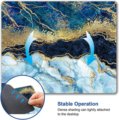 Mouse Pad, Marble Mouse Pad, Premium-Textured Mouse Mat Square Waterproof Non-Slip Rubber Base Computer Mousepad for Office Laptop Desk, Blue Gold Cracked Marbling