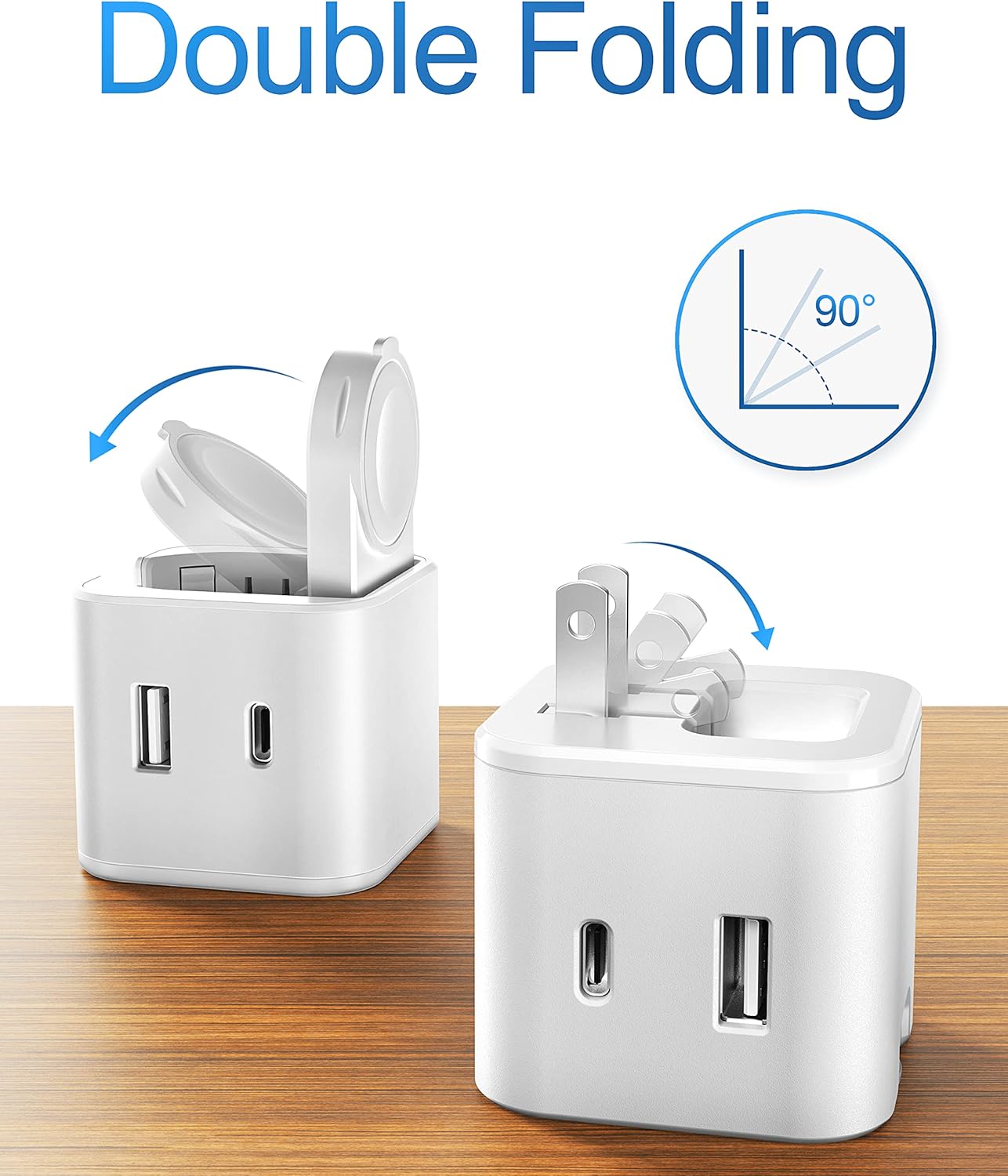36W for Apple Charging Block with Built-in Watch Charger, Foldable PD Fast Charger Block for iPhone, Dual Ports Wall Charger Compatible with Apple Watch iPhone AirPods (White)