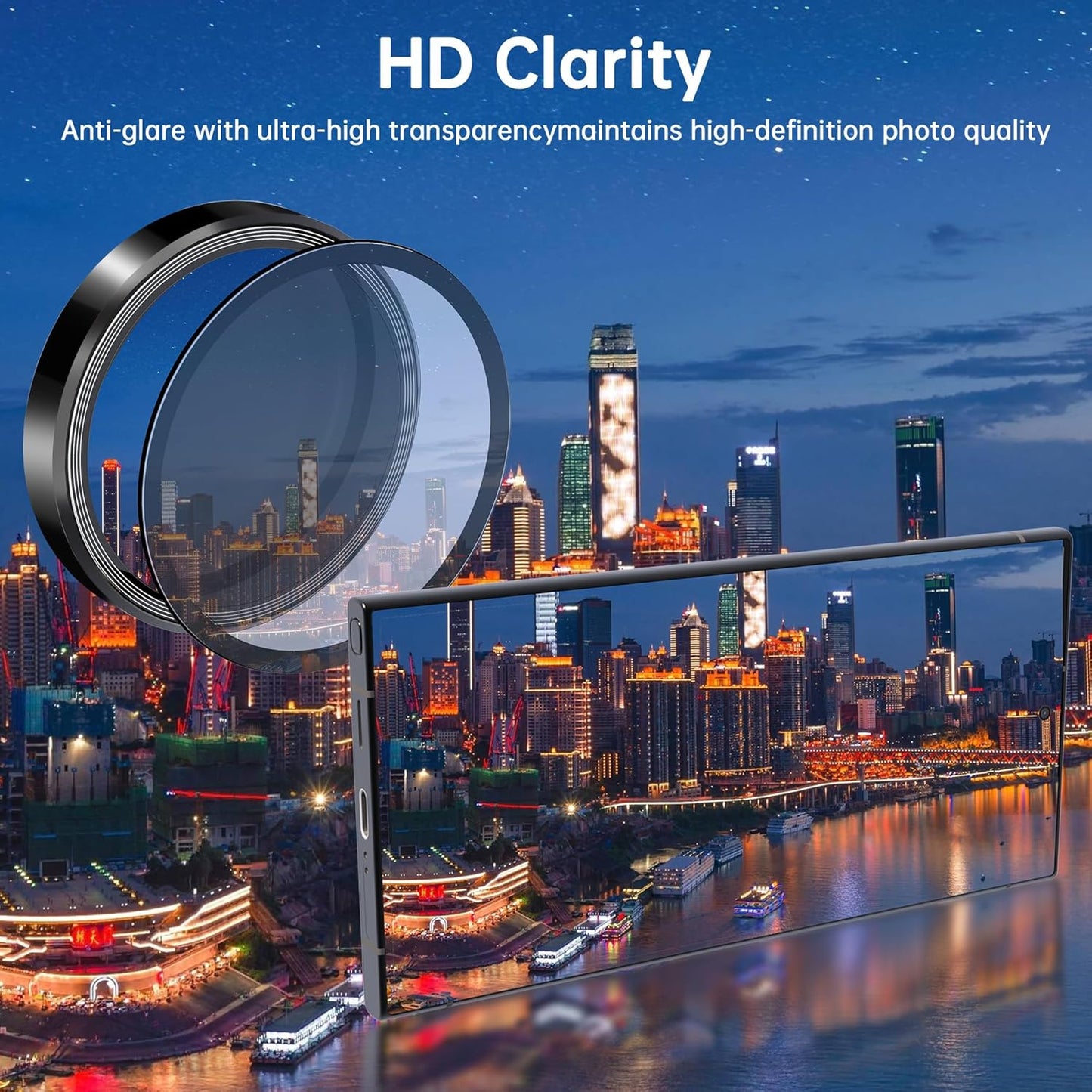 For Samsung Galaxy S25 Ultra Camera Lens Protector, Individual Lens Protector, Ultra HD 9H Tempered Glass Screen Protective Cover, Anti-scratch, Military Grade Drop Protection 2 Set. (Titanium Black, S25 Ultra)