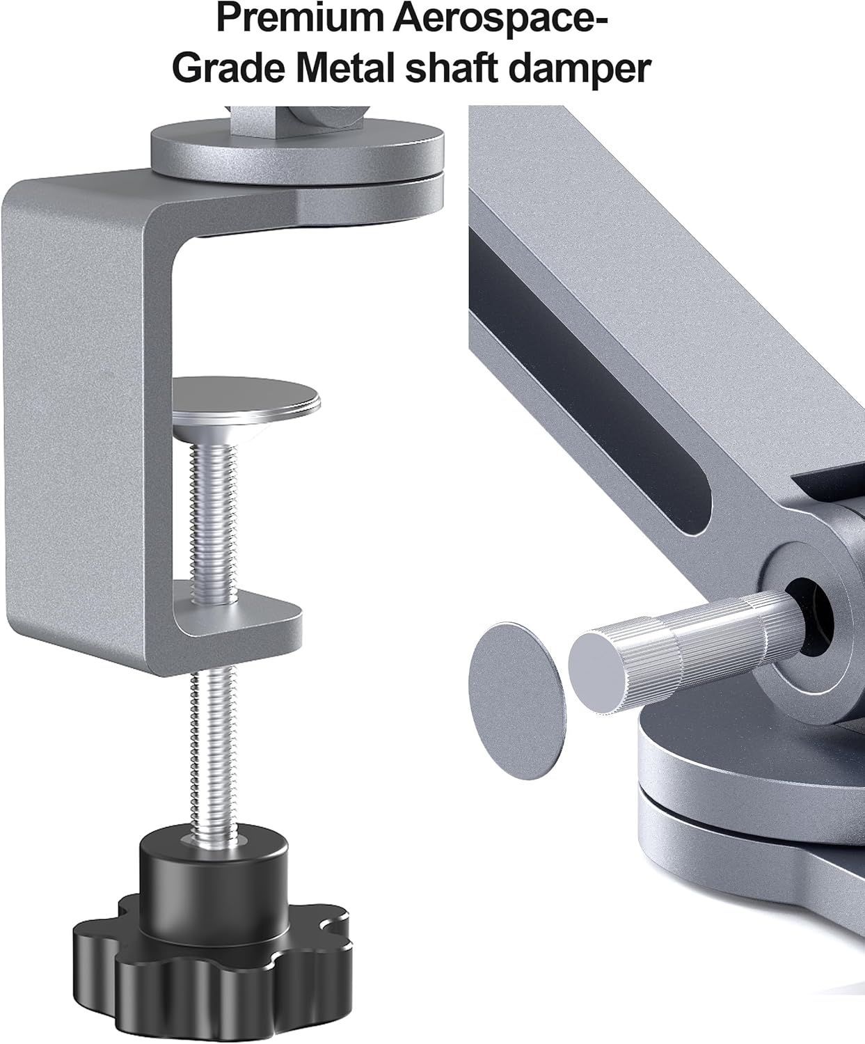 Tablet Arm Mount with Super Grip, Adjustable Foldable Holder & Heavy Duty Aluminum 360° Rotating Clamp for iPad, Phone, Monitor, Kindle - Universal for Desk, Bed, Kitchen - Gray