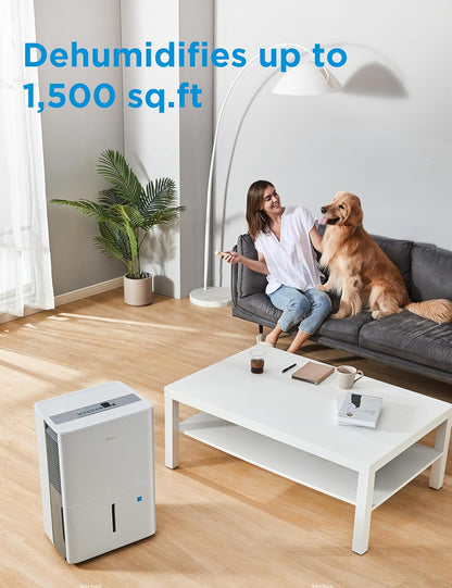 Midea 1,500 Sq. Ft. Energy Star Certified Dehumidifier With Reusable Air Filter 22 Pint - Ideal For Basements, Large & Medium Sized Rooms, And Bathrooms (White)