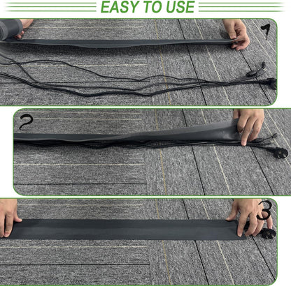 Floor Cable Covers - 20ft Oxford Fabric Cord Protector with Adhesive Hook & Loop,Waterproof Wire Storage Sleeve for Any Floor Surface,Durable Cable Management to Prevent Tripping Hazards (Gray, 20ft)