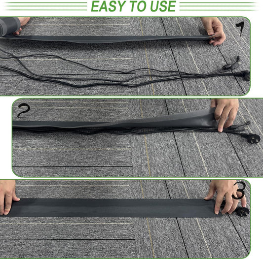 Floor Cable Covers - 10ft Oxford Fabric Cord Protector with Adhesive Hook & Loop,Waterproof Wire Storage Sleeve for Any Floor Surface,Durable Cable Management to Prevent Tripping Hazards (Gray, 10ft)
