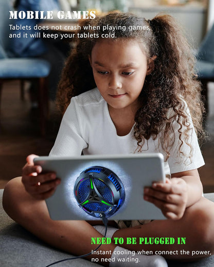 Magnetic Cooler for iPad,Tablet Cooler for ipad/Surface pro/Samsung Tab,Universal Radiator with Temperature Display for Mobile Gaming,Tiktok Live Streaming(Including Tablet Stand Holder)