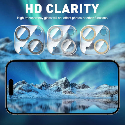 LucBuy 3PCS Sparkling Camera Lens Protector for iPhone 11, Full Clear Acrylic Cover with Shiny Colorful Glitter Designed Decoration Back Camera Protector
