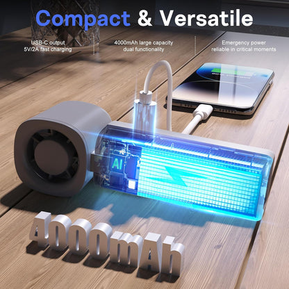 Personal Handheld Fan, Portable 3-in-1 High-Speed Turbo Fan with 5 Gear Wind, USB Mini Personal with 4000mAh Rechargeable Battery for Outdoor/Summer/Travel/Camping/Vacation Essentials Black