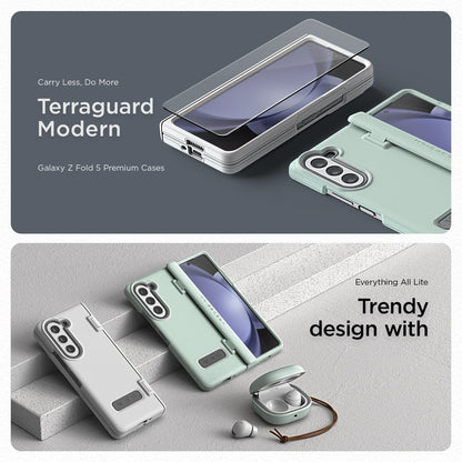 VRS DESIGN Phone Case for Galaxy Z Fold 5 5G (2023) [Terra Guard Modern], Premium Modern Neat Style Case [Anti Scratch Spring-Loaded Hinge Protection] with Screen Protector (Marine Green/Renewed)