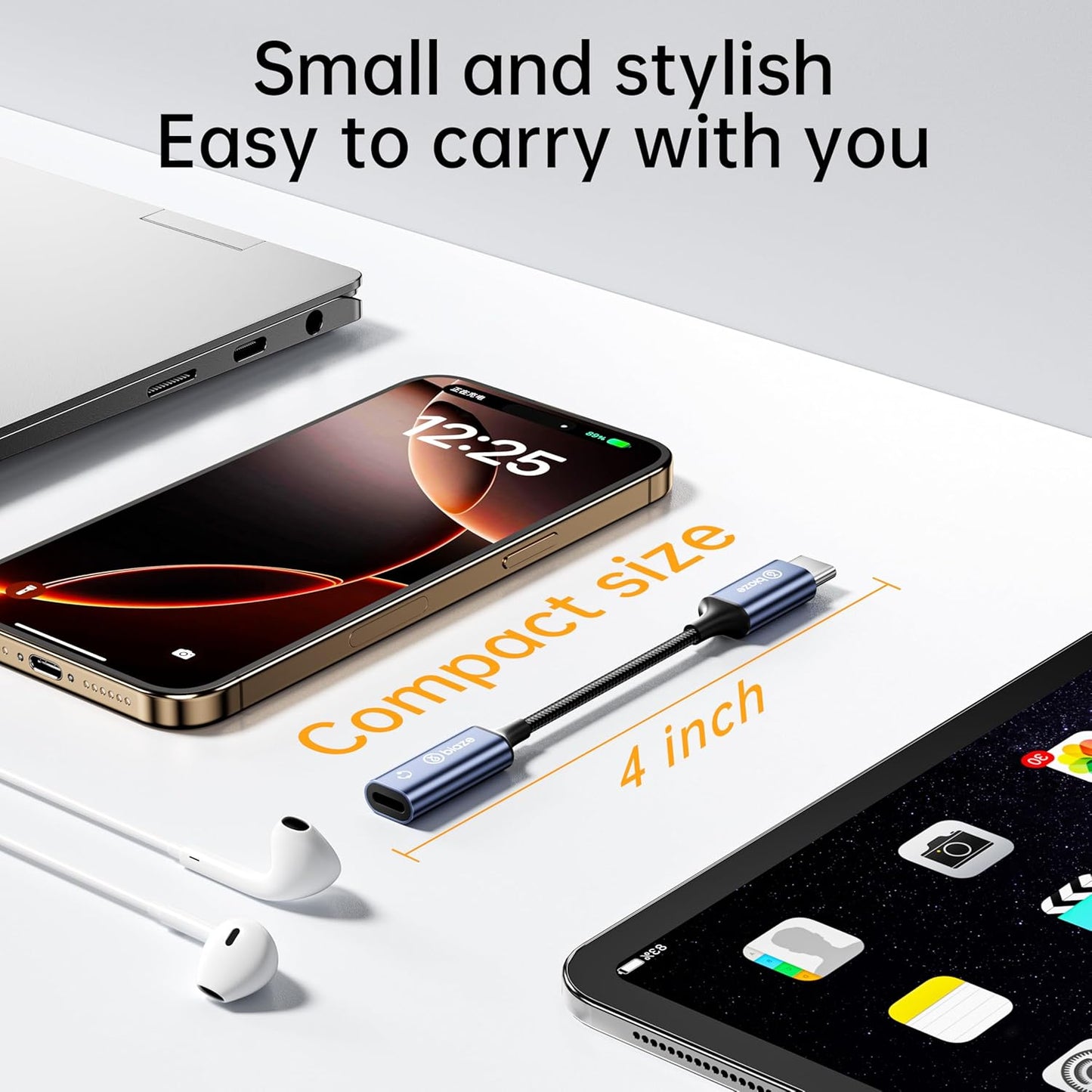 USB C to Lightning Audio Adapter, USB Type C Male to Lightning Female Headphone Converter, Compatible with iPhone 16/15 Full Series, iPad Pro, iPad Air 6/5/4, MacBook