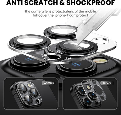 [2 in 1] for iPhone 14 Pro/iPhone 14 Pro Max Camera Lens Protector,Full Protective Metal Ring + HD Tempered Glass Camera Screen Protector Cover Film Accessories, Space Black