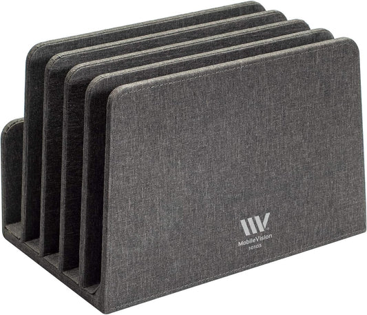 MobileVision Multi Device Stand & Organizer for Smartphones, Tablets and Laptops, Executive Dark Gray, 5 Slots