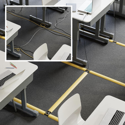 D-Line 6ft Floor Cord Cover, Floor Cable Protector, Extension Cord Cover, Protect Wires & Prevent Cable Trips, Cable Management Solution - Cord Cavity = 0.63" (W) x 0.31" (H) - Safety Yellow