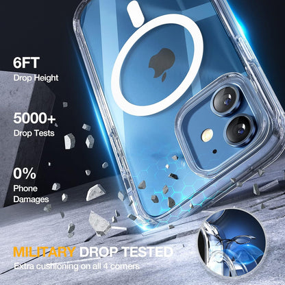 Miracase Magnetic for iPhone 12/12 Pro Case 6.1 inch, (Compatible with MagSafe) Upgrade Full-Body Clear Phone Bumper Case with Built-in 9H Tempered Glass Screen Protector, Magnetic Clear