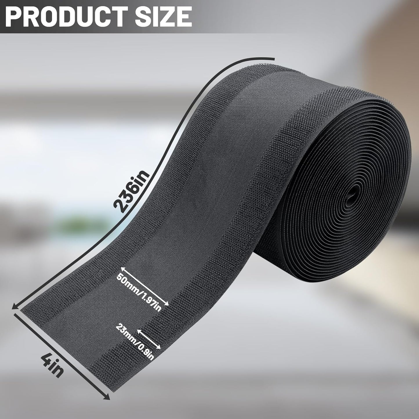 IHKFILAN Carpet Cord Cover Carpet Cable Management Under Desk Cable Grip Strip Black Hook and Loop Tape Cable Polyester Cover Protect Cables to Prevent Tripping Over Wires for Homes & Office (20ft)