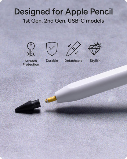 ZAGG Replacement Tips for Apple Pencil 1st Gen, 2nd Gen, & USB-C - Pack of 4, Smooth Writing, Perfect Friction, Black