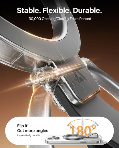 andobil [2025 Unrivaled Stability] Magnetic Phone Grip Holder for MagSafe Ring Stand Holder Kickstand Compatible with MagSafe Accessories for iPhone 16 Pro Max Plus iPhone15/14/13/12&Android,SpaceGrey