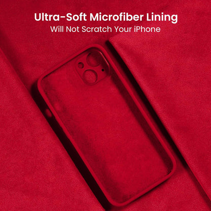 FireNova Designed for iPhone 13 Case, Silicone Upgraded [Camera Protection] Phone Case with [2 Screen Protectors], Soft Anti-Scratch Microfiber Lining Inside, 6.1 inch, Deep Red