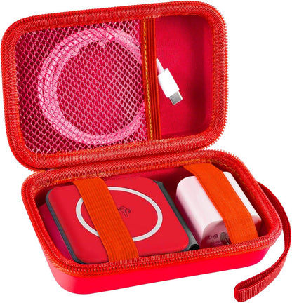 Travel Case for UCOMX for Nano/for Iseyyox/for LISEN/for RTOPS 3 in 1 Wireless Charger, Foldable Magnetic Charging Station Storage Holder Bag for Fast Charge Pad Cable and Adapter, Red-Box Only