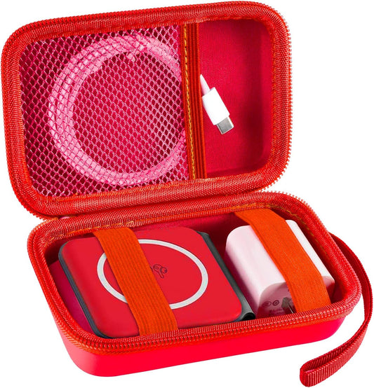 Travel Case for UCOMX for Nano/for Iseyyox/for LISEN/for RTOPS 3 in 1 Wireless Charger, Foldable Magnetic Charging Station Storage Holder Bag for Fast Charge Pad Cable and Adapter, Red-Box Only