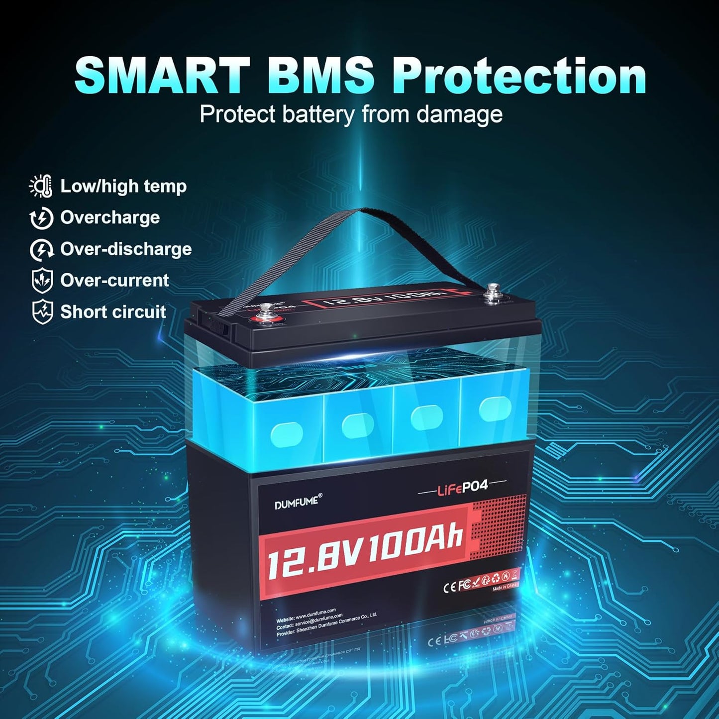 2 Packs 12V 100Ah LiFePO4 Lithium Battery, Built in 100A BMS, 1280W Power Output, Up To 6000+ Cycles, Ideal For RV, Marine, Trolling Motor, Solar Off-Grid Systems