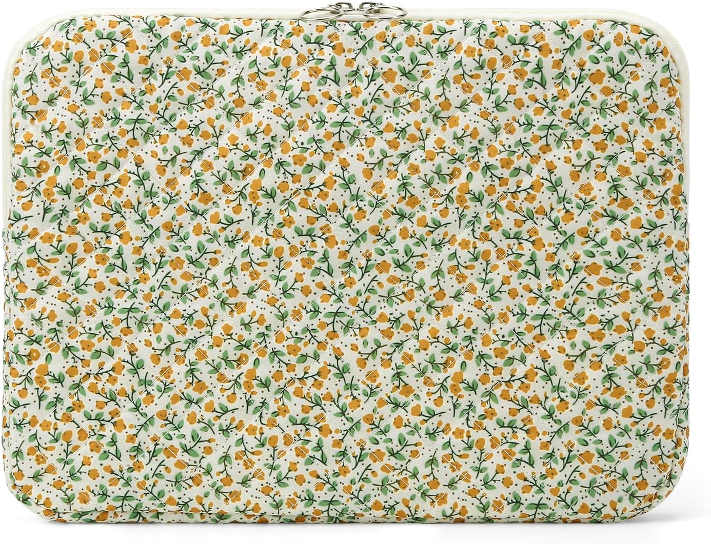 Puffy Laptop Sleeve 13-15.6 Inch Cute Quilted Laptop Protective Case Padded Floral Computer Sleeve for MacBook (B-Yellow, 11 Inch)