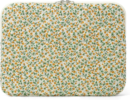 Puffy Laptop Sleeve 13-15.6 Inch Cute Quilted Laptop Protective Case Padded Floral Computer Sleeve for MacBook (B-Yellow, 11 Inch)
