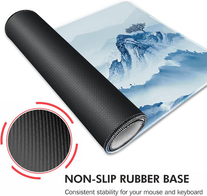 Galdas Gaming Mouse Pad XXL XL Large Long Extended Big Mousepad Non-Slip Rubber Keyboard Mouse Pad with Stitched Edges for Laptop Home Office (31.5x11.8x0.08 Inch)-Landscape