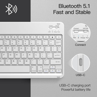 JETech Keyboard Case for iPad 10.2-Inch (2021/2020/2019 Model, 9th/8th/7th Generation) with Pencil Holder, Magnetic Detachable Bluetooth Wireless Keyboard, Soft TPU Back Stand Cover (Silver)