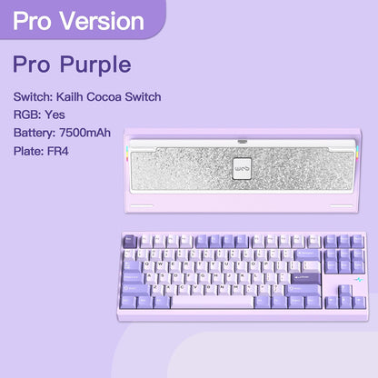 KEEBMONKEY WOBKEY Crush 80 Reboot CNC Aluminum 5-Second Quick-Release Triple-Mode Connectivity Mechanical Keyboard with Superior Acoustics (Pro Purple)