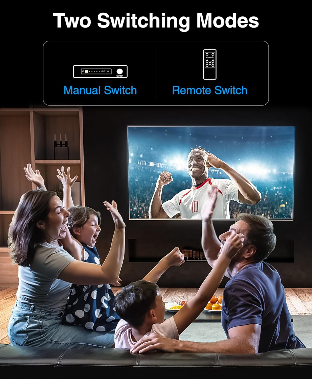 BlueRigger 4K HDMI Switch 5 in 1 Out (4K 60Hz, 5 Port Video Switcher, HDMI Hub, HDR10+, 18Gbps, Selector Box with IR Remote) – Compatible with HDTV, PS5, Xbox, Apple TV, Projector, Blu-Ray