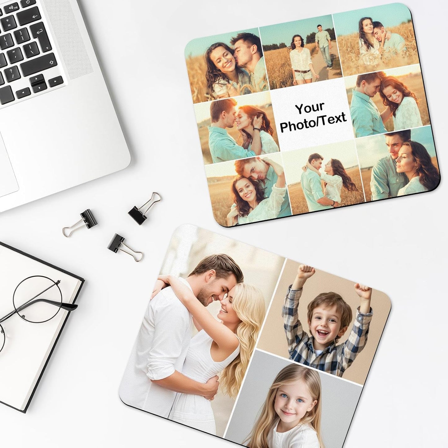 Custom Mouse Pad, Personalized Mouse Pad with Photo & Text, Neoprene Mouse Mat for Laptop Computer Office Desk, Mousepad Small with Anti-Slip Rubber Base