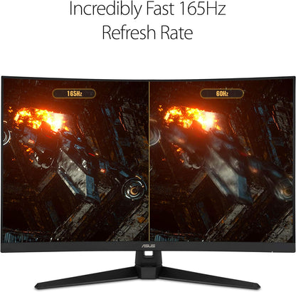 ASUS TUF Gaming VG328H1B 32” Curved Monitor, 1080P Full HD, 165Hz (Supports 144Hz), Extreme Low Motion Blur, Adaptive-sync, FreeSync Premium, 1ms, Eye Care, HDMI D-Sub