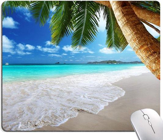 Beach Mouse Pad, Coconut Trees Design Mouse Pad, Nature Mousepads, Custom Gaming Mouse Pads Non-Slip Rubber MousePads for Computers Laptop Office