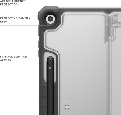 URBAN ARMOR GEAR UAG Designed for Microsoft Surface Pro 1st Edition 12" Case - Rugged Transparent Clear Protective Cover with Multi-Angle Built-in Kickstand & Pen Holder Military Grade, Plyo Ice/Ash