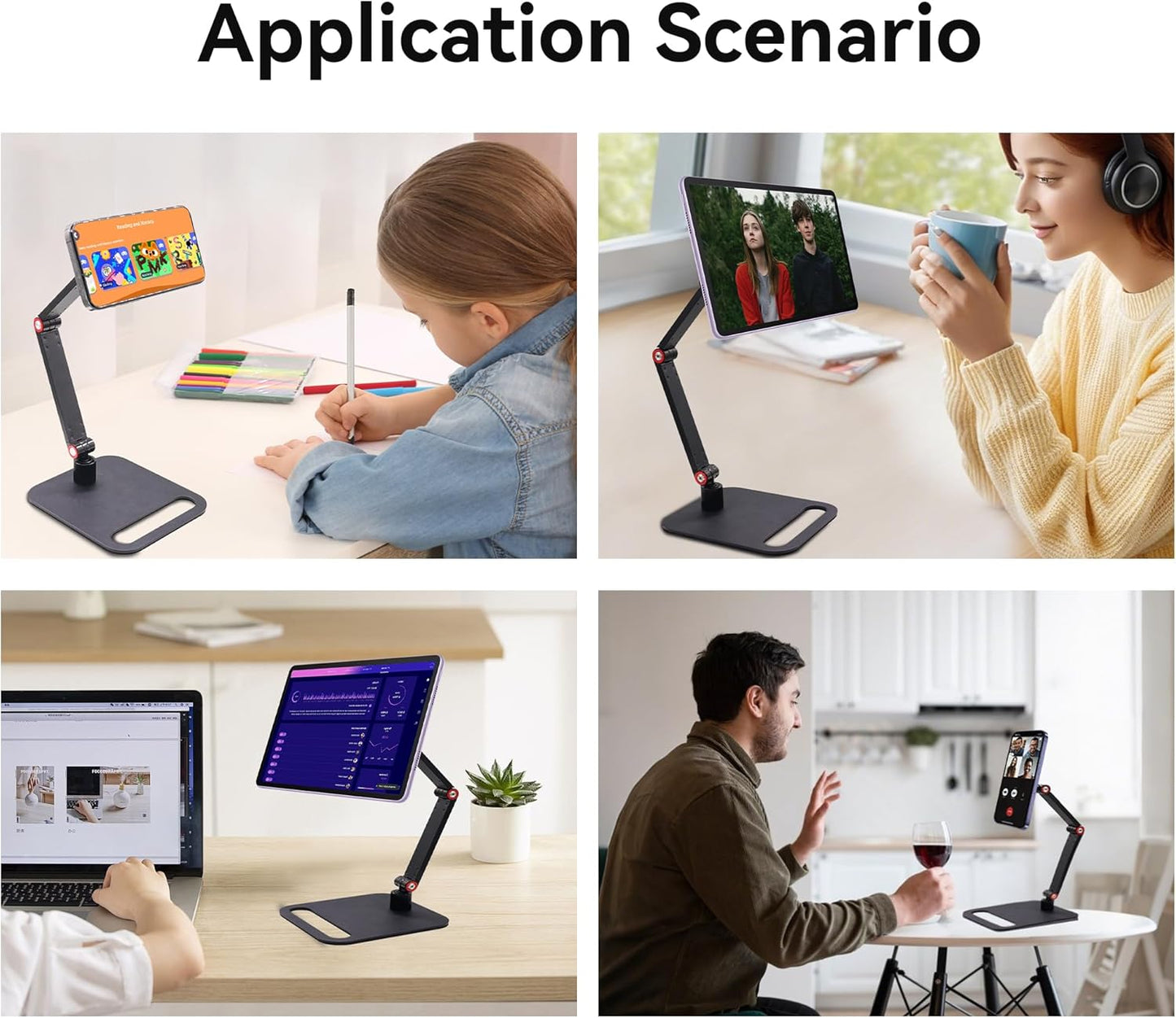 RENYUSKY iPad Stand Tablet Holder Portable Monitor Mount Adjustable for Desk Bed Home Office Magnetic Accessories, for 16" iPad Pro 12.9, Air/Mini, Samsung Galaxy Tabs Z Fold Kindle Fire