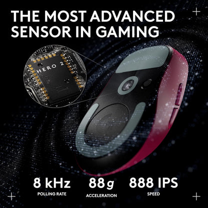 Logitech G PRO X Superlight 2 DEX Wireless Gaming Mouse, 60g Pro-Grade with 5 Programmable Buttons, 44k DPI Sensor, 8kHz Report Rate, USB-C Charging for PC/Mac - Magenta