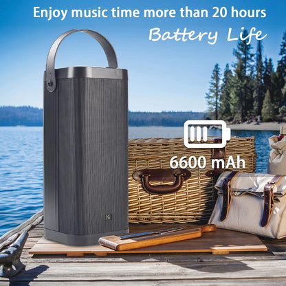 Bluetooth Speakers, KONEX 65W Portable Wireless Speaker, Bluetooth 5.1 Heavy Bass Music Player, 3-Way System with Active Filter, 20H Long Playtime, Outdoor Speaker for Home, Office, Party, Black