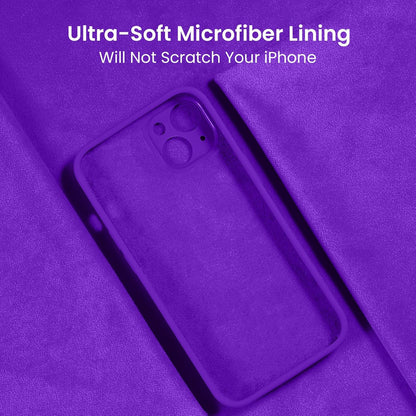 FireNova Designed for iPhone 14 Case, Silicone Upgraded [Camera Protection] Phone Case with [2 Screen Protectors], Soft Anti-Scratch Microfiber Lining Inside, 6.1 inch, Neon Purple