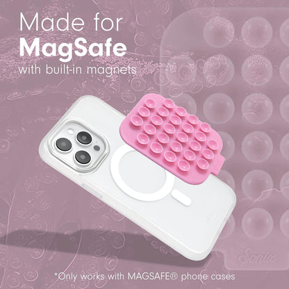 Sonix | Magnetic Silicone Suction Cup Phone Mount for iPhone | Compatible with MagSafe | Soft, Light Pink | Pink Rose
