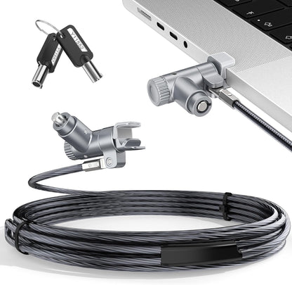 AboveTEK Laptop Locking Cable for MacBook Pro 14/16 (2021–2024), Anti-Theft Keyed Laptop Security Lock, 6.56ft Cut-Resistant Steel Computer Lock Cable, Rotatable & Portable Design