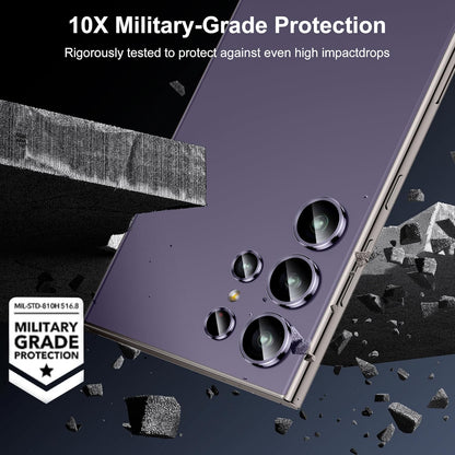 WSKEN for Samsung Galaxy S24 Ultra Camera Lens Protector, Ultra Thin Scratch Resistant 9H Tempered Glass with Aluminum Metal Circle Camera Screen Protector Cover Accessories, Violet