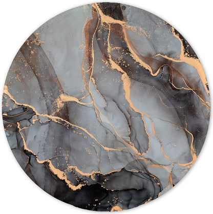 ITNRSIIET Round Mouse Pad with Stitched Edge Premium-Textured Waterproof Non-Slip Rubber Base Desktop Protection Mat Diameter 8.7 inches, Black Grey Marble