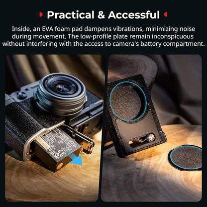 SMALLRIG Mount Plate for AirTag, Quick Release Camera Mount Baseplate for Arca-Type, Built-in EVA Pad, 1/4"-20 Screws, for FUJIFILM X-H2 / X-T4 / X-T5 / X-T50 / GFX 100S II / F8-X5M / X100V - MD5425