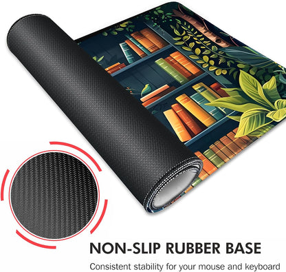 Galdas Gaming Mouse Pad XXL XL Large Long Extended Big Mousepad Non-Slip Rubber Keyboard Mouse Pad with Stitched Edges for Laptop Home Office (31.5x11.8x0.08 Inch) -Books