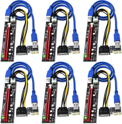 GPU Riser for Ethereum Mining Rigs, PCIE Risers for ETH Mining Rigs, 6PCS Black