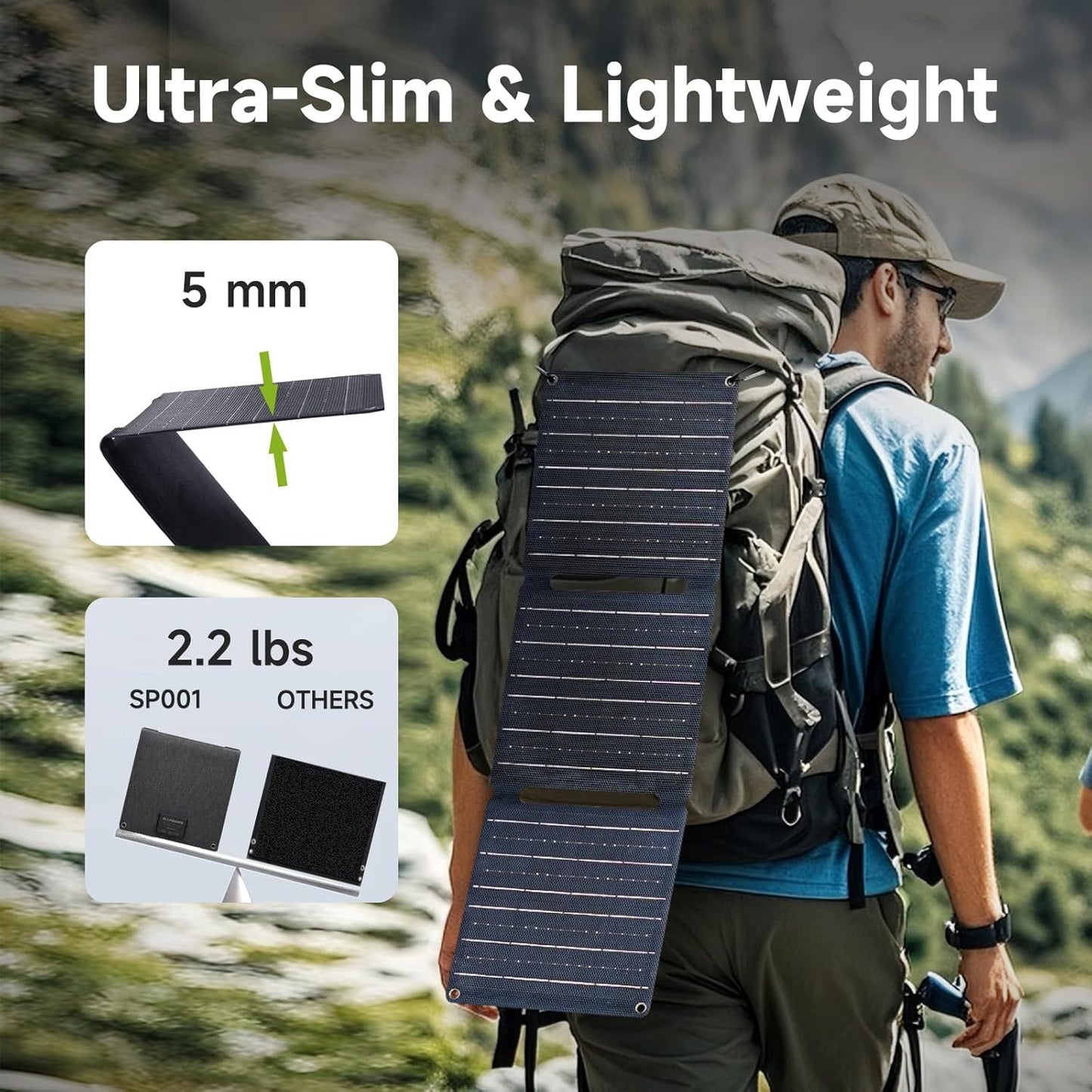 ALLPOWERS 21W 5V Foldable Solar Panel Charger, SP001 Solar Charging Kit with 5V USB-A and USB-C Charging, IP67 Waterproof Portable Solar Panel for Smartphone, Tablets, Outdoor, Camping, Hiking