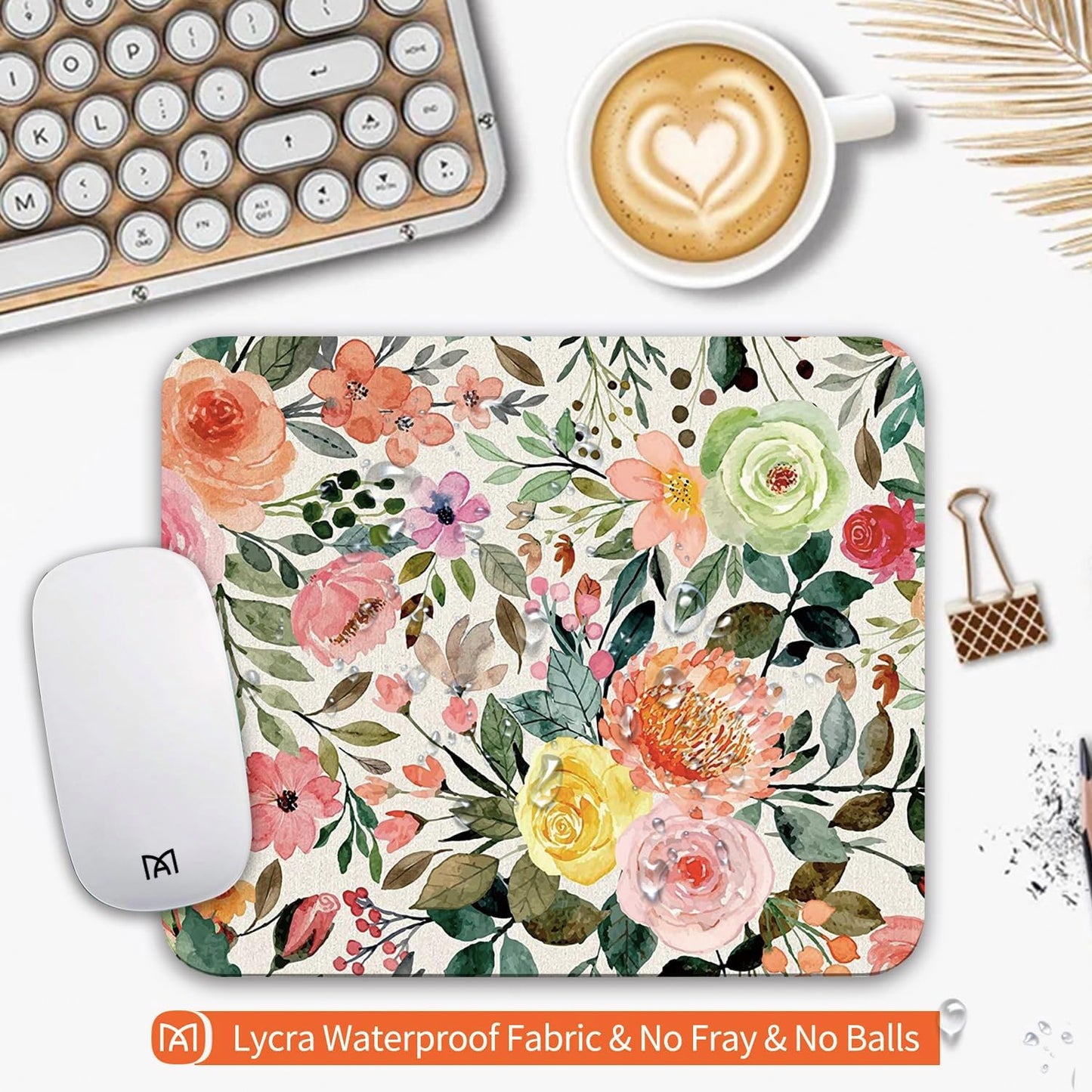 Square Mouse Pad Watercolour Floral,Personalized Premium-Textured Custom Mouse Mat Design,Washable Mousepad Cloth,Non-Slip Rubber Base Computer Mouse Pads for Wireless Mouse